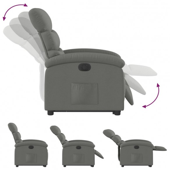 Fauteuil inclinable électrique gris foncé tissu