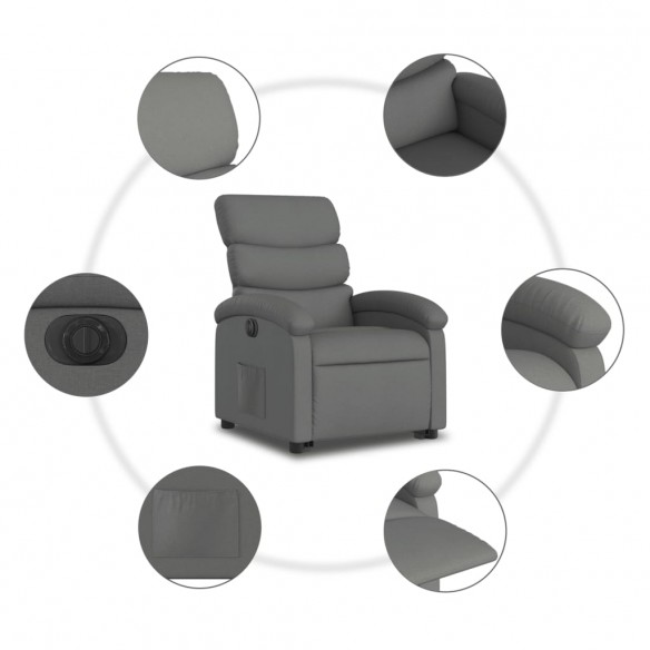 Fauteuil inclinable électrique gris foncé tissu