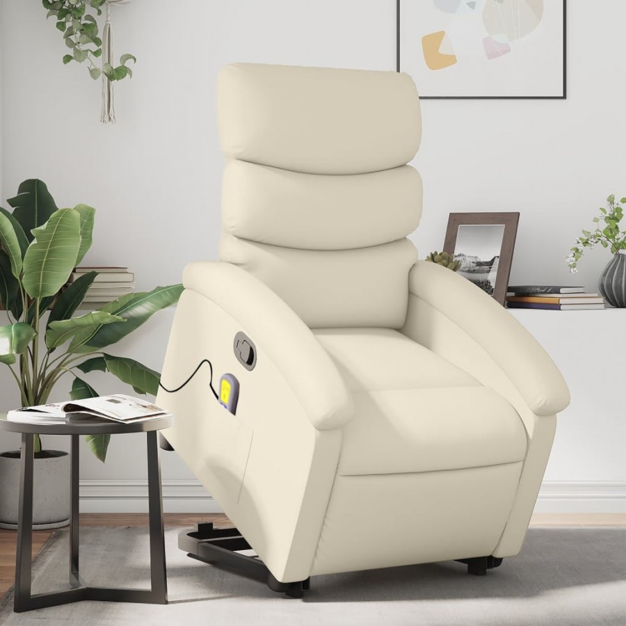 Fauteuil inclinable de massage Crème Similicuir