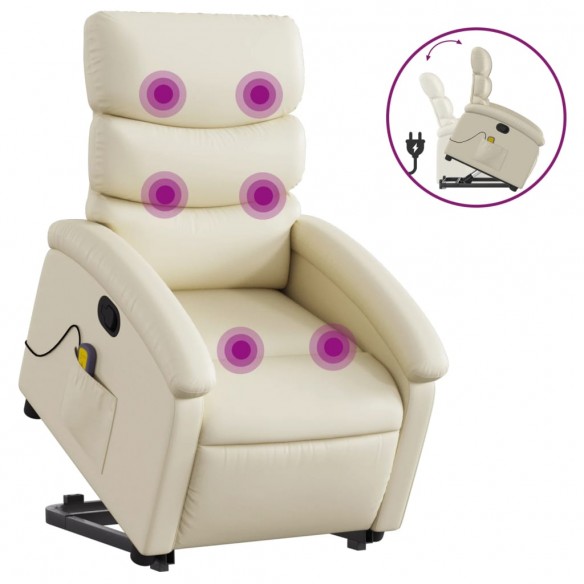 Fauteuil inclinable de massage Crème Similicuir