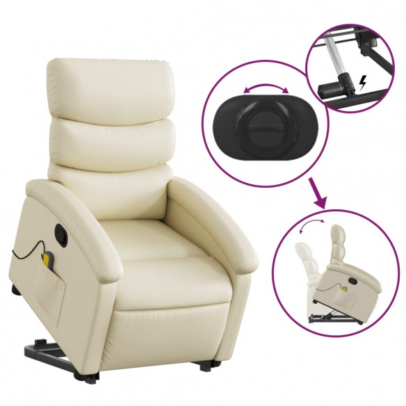 Fauteuil inclinable de massage Crème Similicuir