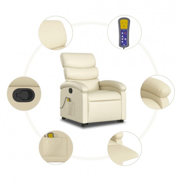 Fauteuil inclinable de massage Crème Similicuir