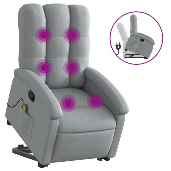 Fauteuil de massage inclinable Gris clair Tissu