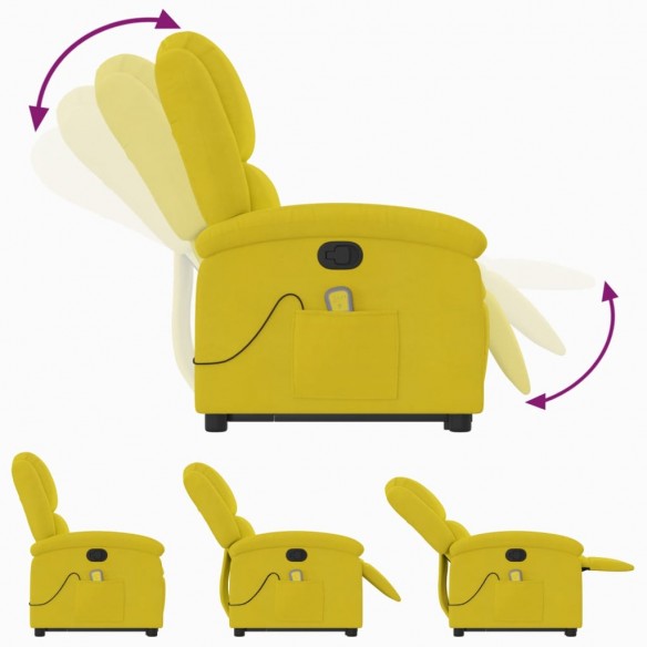 Fauteuil de massage inclinable Jaune Velours