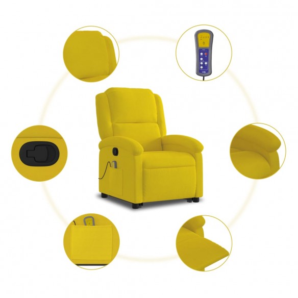 Fauteuil de massage inclinable Jaune Velours