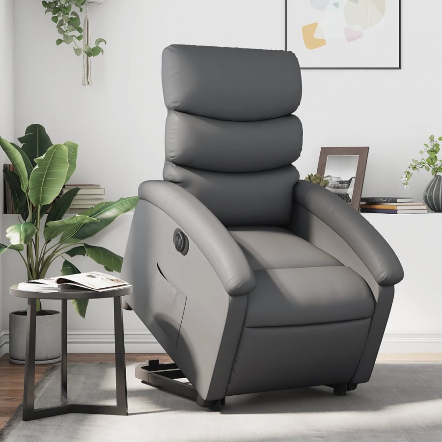 Fauteuil inclinable électrique gris similicuir