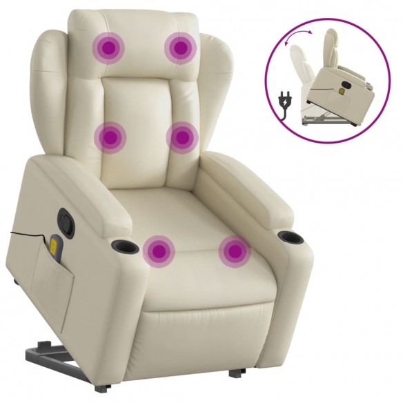 Fauteuil inclinable de massage Crème Similicuir