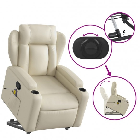 Fauteuil inclinable de massage Crème Similicuir