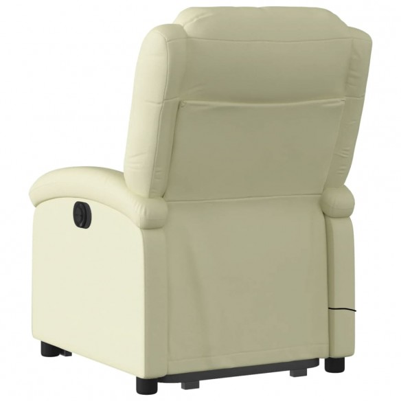 Fauteuil inclinable de massage crème cuir véritable