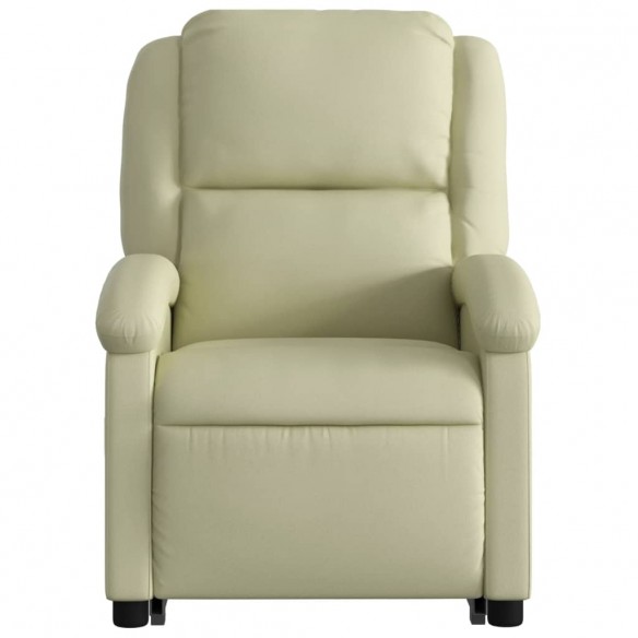 Fauteuil inclinable de massage crème cuir véritable