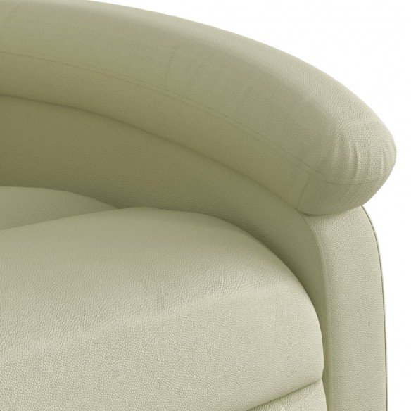 Fauteuil inclinable de massage crème cuir véritable