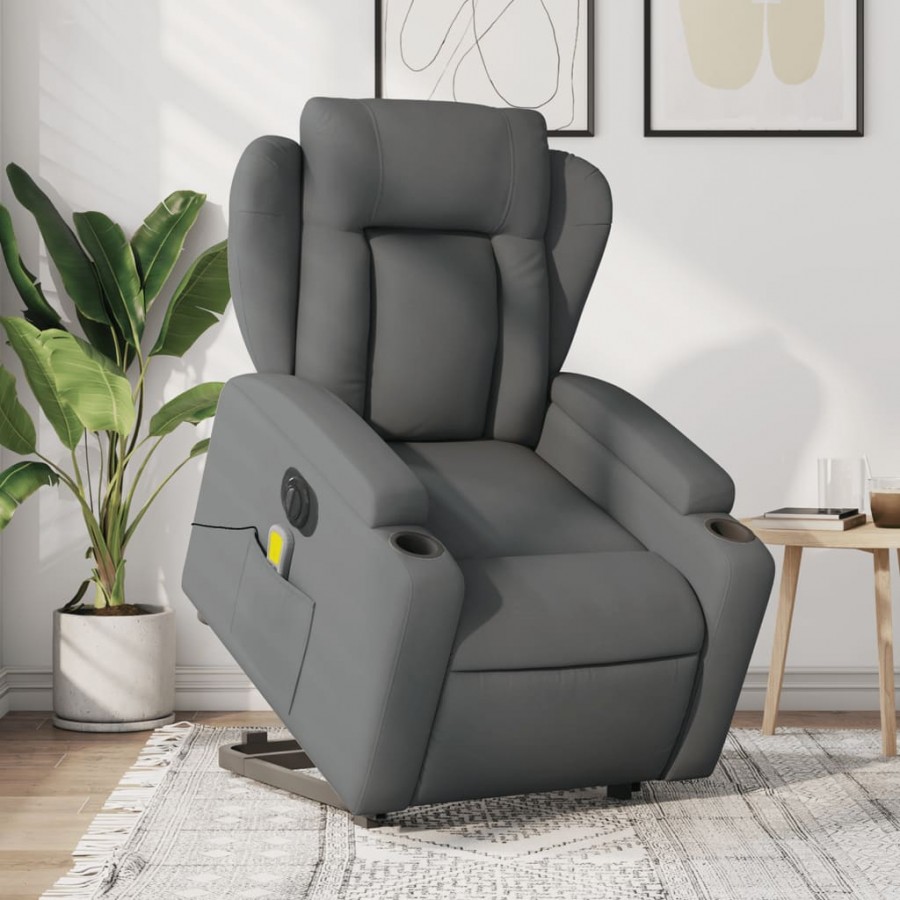 Fauteuil inclinable de massage électrique Gris foncé Tissu