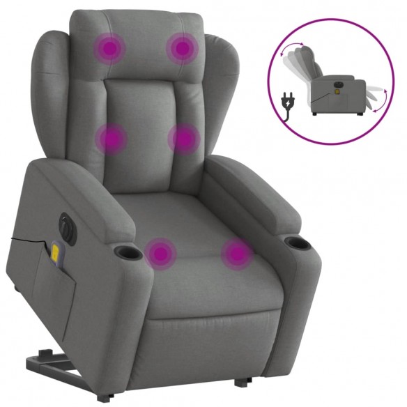 Fauteuil inclinable de massage électrique Gris foncé Tissu