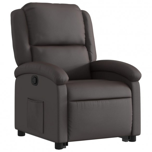 Fauteuil inclinable marron foncé cuir véritable