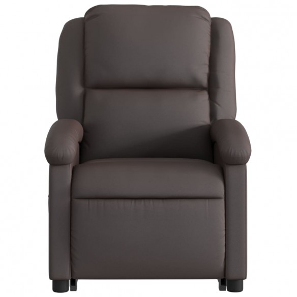 Fauteuil inclinable marron foncé cuir véritable