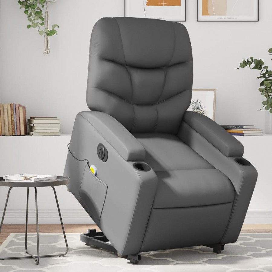 Fauteuil inclinable de massage électrique gris similicuir