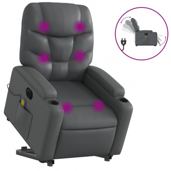 Fauteuil inclinable de massage électrique gris similicuir