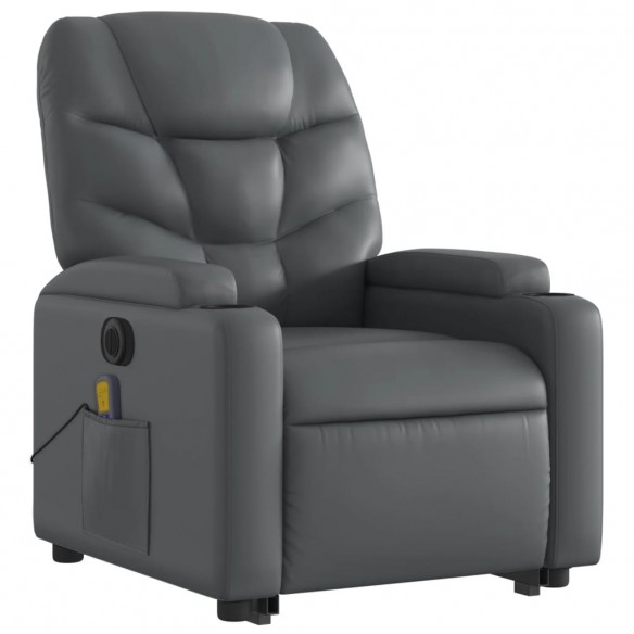 Fauteuil inclinable de massage électrique gris similicuir