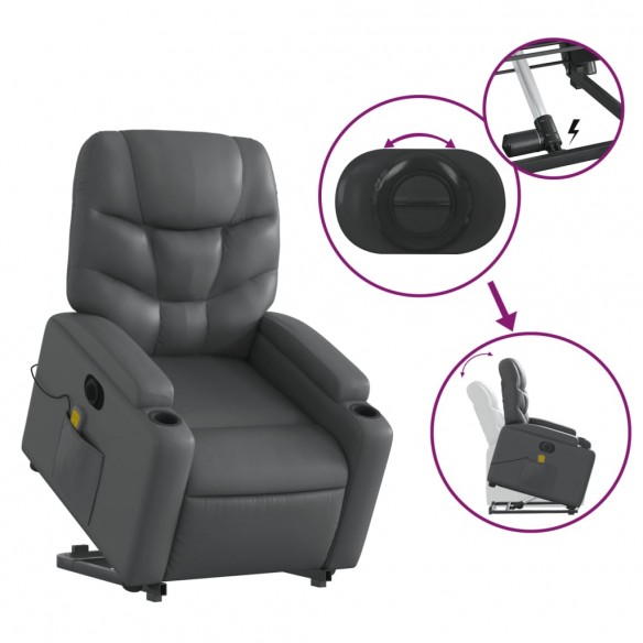 Fauteuil inclinable de massage électrique gris similicuir