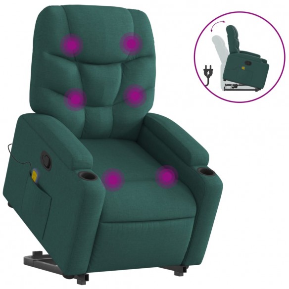 Fauteuil inclinable de massage Vert foncé Tissu