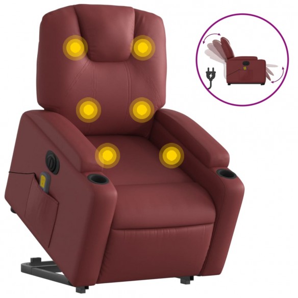 Fauteuil inclinable de massage électrique rouge bordeaux