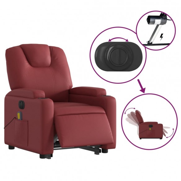 Fauteuil inclinable de massage électrique rouge bordeaux