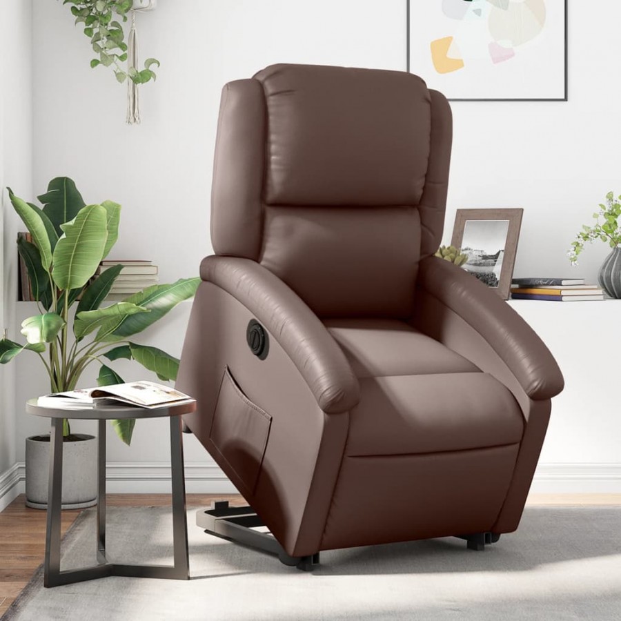 Fauteuil inclinable électrique marron similicuir