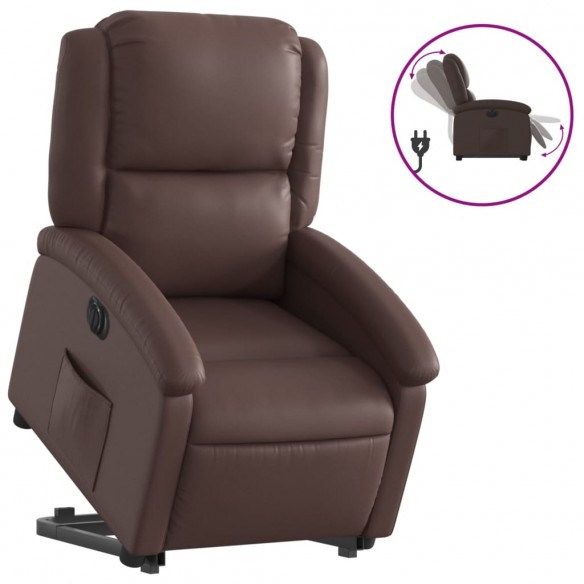 Fauteuil inclinable électrique marron similicuir