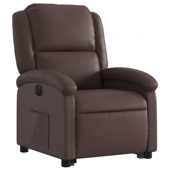 Fauteuil inclinable électrique marron similicuir