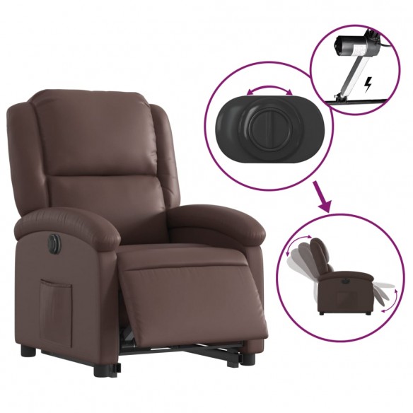 Fauteuil inclinable électrique marron similicuir