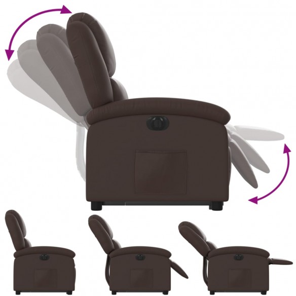 Fauteuil inclinable électrique marron similicuir