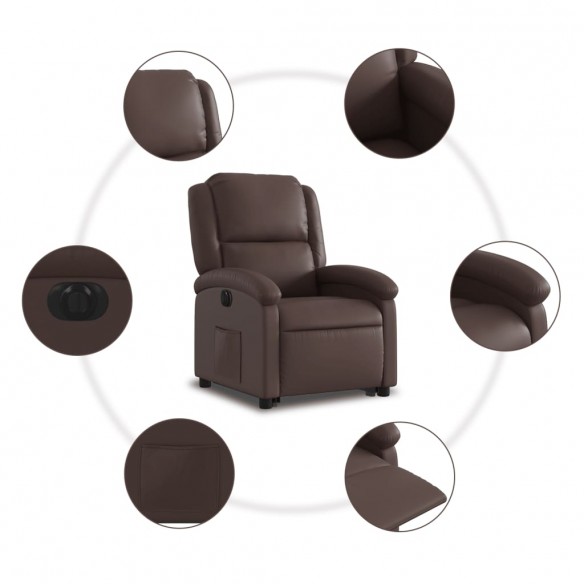 Fauteuil inclinable électrique marron similicuir