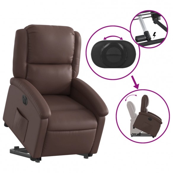 Fauteuil inclinable électrique marron similicuir