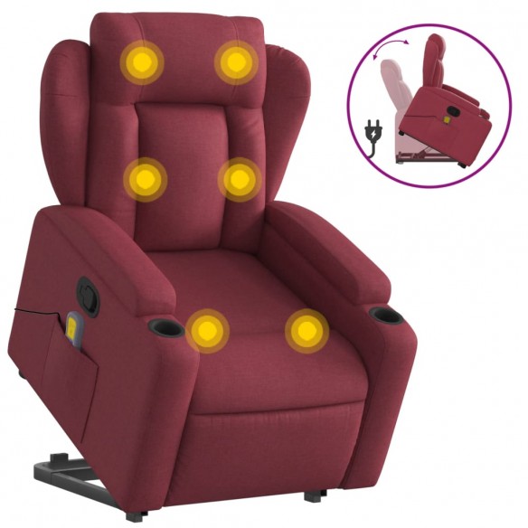 Fauteuil inclinable de massage Rouge bordeaux Tissu