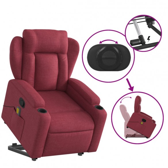 Fauteuil inclinable de massage Rouge bordeaux Tissu