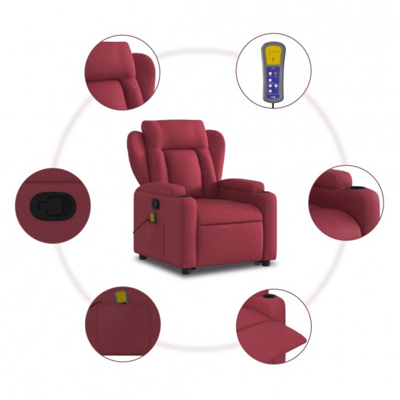 Fauteuil inclinable de massage Rouge bordeaux Tissu