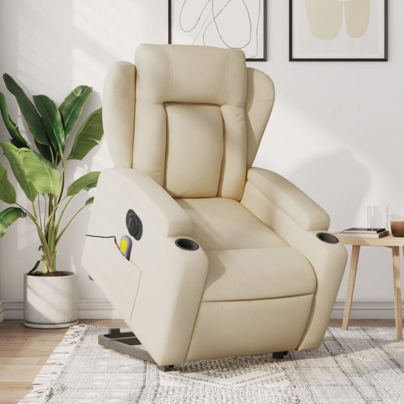 Fauteuil inclinable de massage électrique Crème Tissu