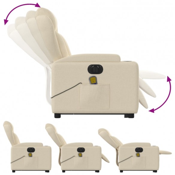 Fauteuil inclinable de massage électrique Crème Tissu