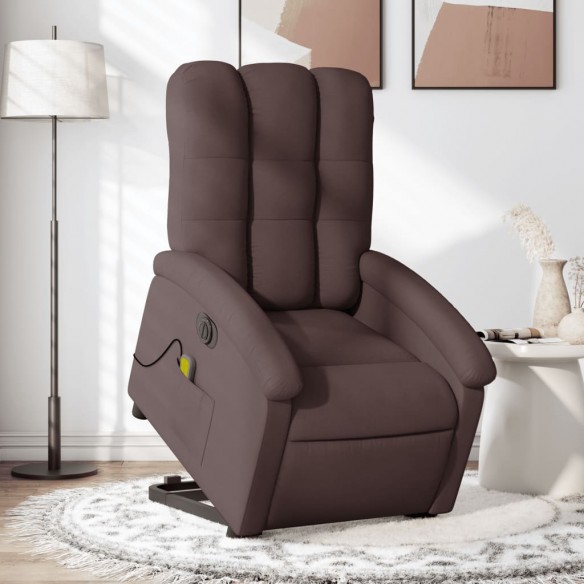 Fauteuil inclinable de massage électrique Marron foncé Tissu