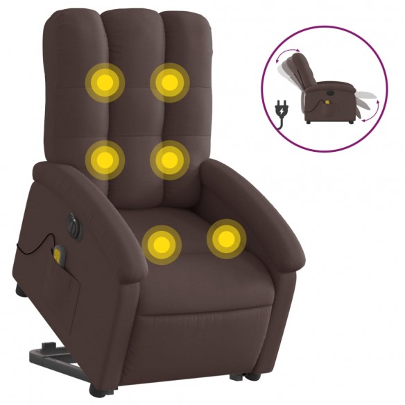 Fauteuil inclinable de massage électrique Marron foncé Tissu