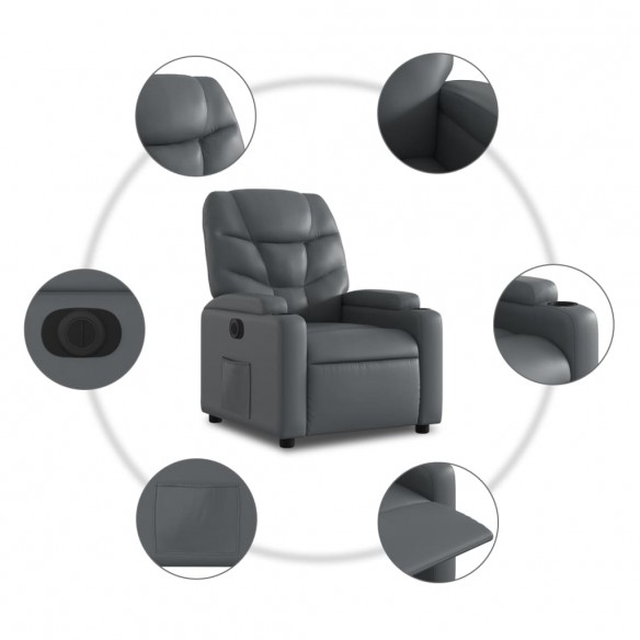 Fauteuil inclinable électrique gris similicuir