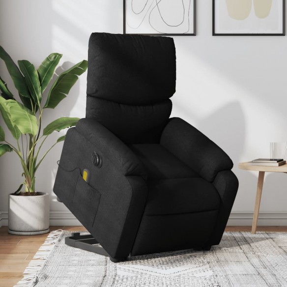 Fauteuil inclinable de massage électrique Noir Tissu