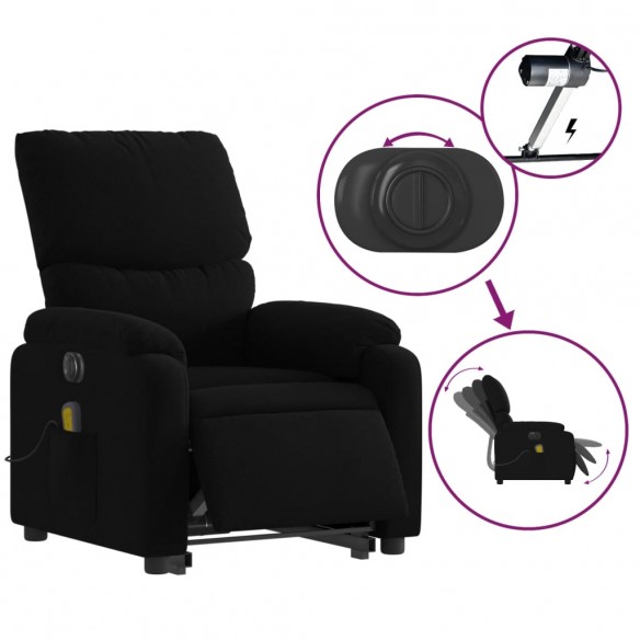 Fauteuil inclinable de massage électrique Noir Tissu