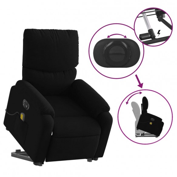 Fauteuil inclinable de massage électrique Noir Tissu