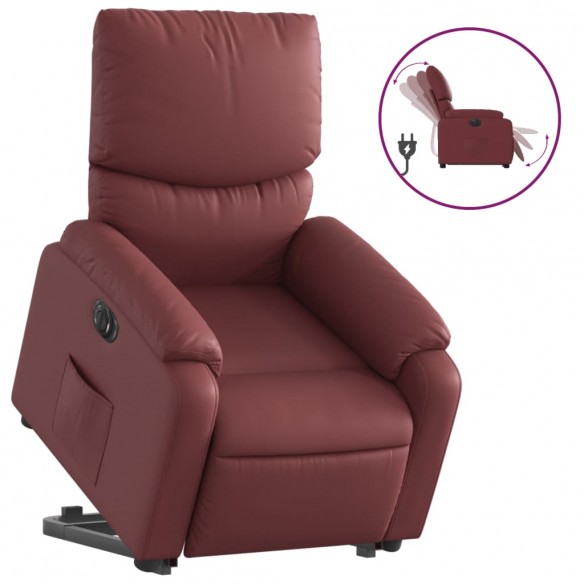 Fauteuil inclinable électrique rouge bordeaux similicuir