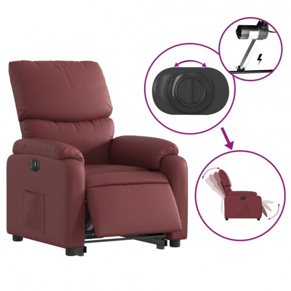 Fauteuil inclinable électrique rouge bordeaux similicuir