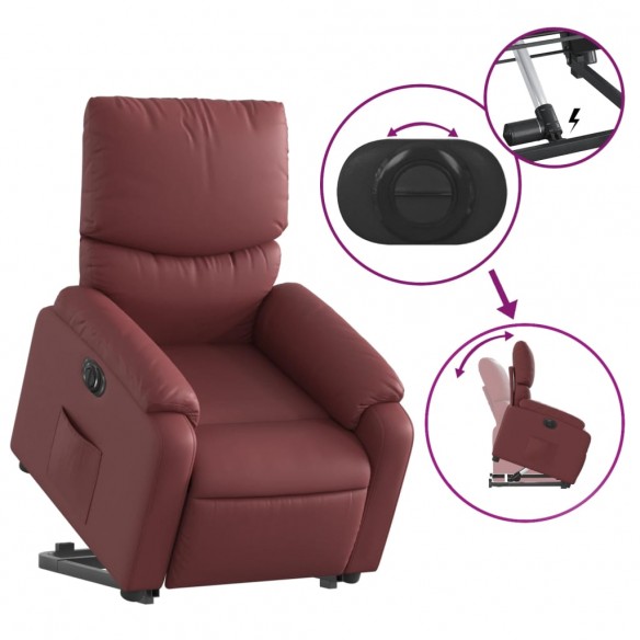 Fauteuil inclinable électrique rouge bordeaux similicuir