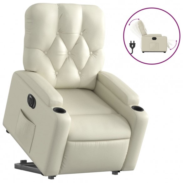 Fauteuil inclinable électrique crème similicuir