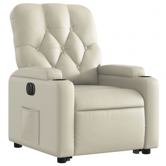 Fauteuil inclinable électrique crème similicuir