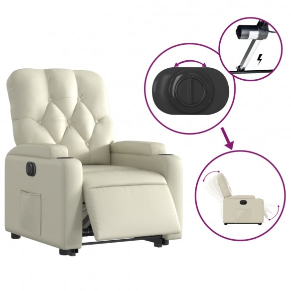 Fauteuil inclinable électrique crème similicuir